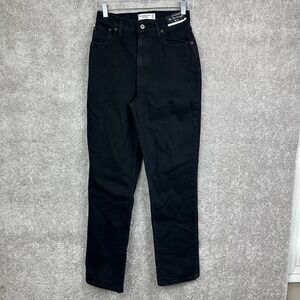 Abercrombie & Fitch 90s Straight Ultra High Rise Black‎ Distressed Jeans 26/2R